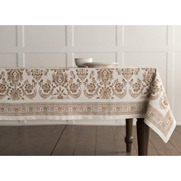 Maison d' Hermine 100% Cotton Table Cover - 60"x120" Rectangle Decorative Tablecloth - Washable Tablecloths for Dining, Home, Farmhouse & Party - Ideal for Thanksgiving & Christmas - Allure Collection