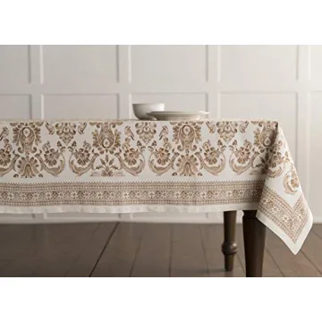 Maison d' Hermine 100% Cotton Table Cover - 60"x120" Rectangle Decorative Tablecloth - Washable Tablecloths for Dining, Home, Farmhouse & Party - Ideal for Thanksgiving & Christmas - Allure Collection