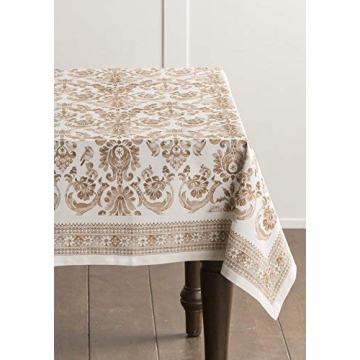 Maison d' Hermine 100% Cotton Table Cover - 60"x120" Rectangle Decorative Tablecloth - Washable Tablecloths for Dining, Home, Farmhouse & Party - Ideal for Thanksgiving & Christmas - Allure Collection