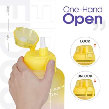 Fidus Large 1 Gallon/128oz Motivational Water Bottle with Time Marker & Straw,Leakproof Tritan BPA Free Water Jug,Ensure You Drink Enough Water Daily for Fitness-Yellow/Pink Gradient