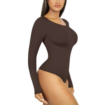 FeelinGirl Long Sleeve Bodysuit with Tummy Control for Women