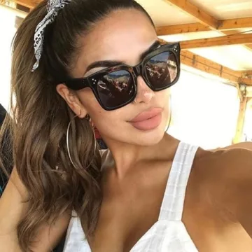 TAOTAOQI Vintage Women Oversized Sunglasses Designer Luxury Square Sun Glasses UV400 Protection Flat Lens