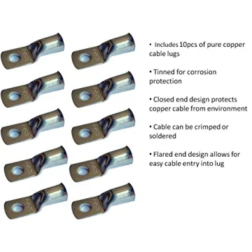 Premium 2 AWG Copper Battery Cable Kit with Lugs and Tubing