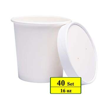 Belinlen 40 Count 16 oz One-Pint Frozen Dessert Containers with Lids for Ice Cream