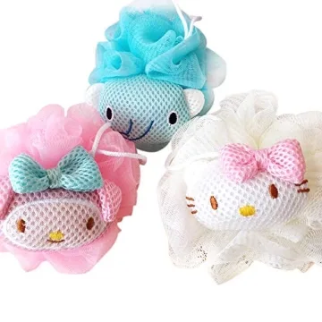 Loofah Sponge,3 Pack Shower Sponge,Mesh Brush Luffa Body Scrubber Gift for 2-14 Year Old Boy and Gir...