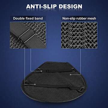 SKYJDM Foldable Motorcycle Gel Seat Cushion, Large 3D-Honeycomb Structure Shock Absorption & Breathable Motorcycle Gel Seat Pad for Long Rides (L)