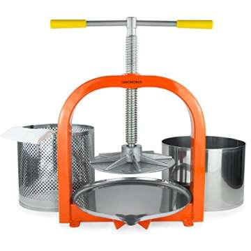 Varomorus Stainless Steel Wine Fruit Press for Apple, Grape, Berries, Honey, Manual Crusher Juice Ma...