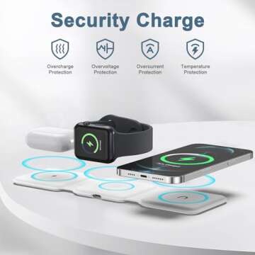 3 in 1 Foldable Wireless Charger, Ankilo Magsafe Charger Charging Station for Multple Devices,Travel Charger for iPhone 15/14/13/12 Series, iWatch, AirPods Pro(Adapter not Included)