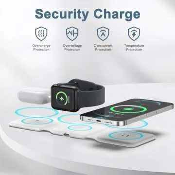 3 in 1 Foldable Wireless Charger, Ankilo Magsafe Charger Charging Station for Multple Devices,Travel Charger for iPhone 15/14/13/12 Series, iWatch, AirPods Pro(Adapter not Included)