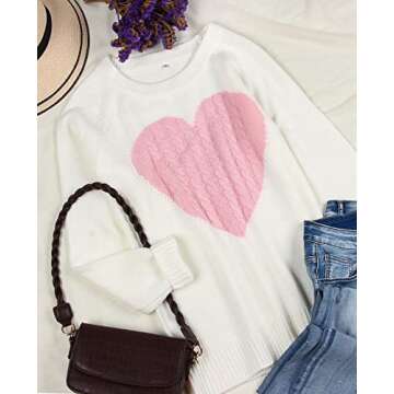 Alsol Lamesa Women's Cute Heart Sweater - Cozy & Stylish