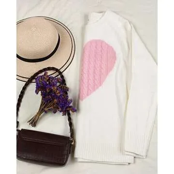 Alsol Lamesa Women's Cute Heart Sweater - Cozy & Stylish