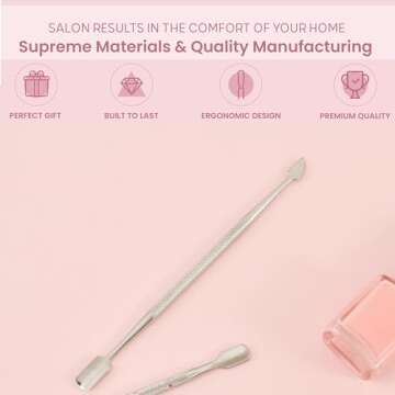 Malva Belle Cuticle Pusher & Spoon Nail Cleaner - Cuticle Remover & Under Nail Cleaner Tool - Stainl...