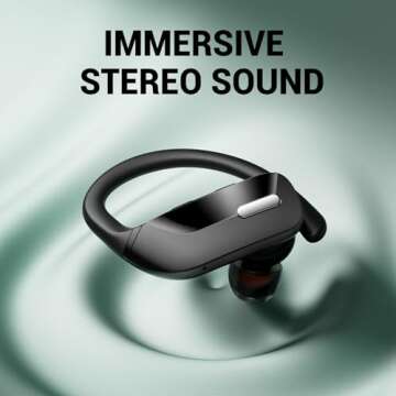 OCC Wireless Earbuds with Earhooks, 80Hrs Bluetooth Headphones for Sports