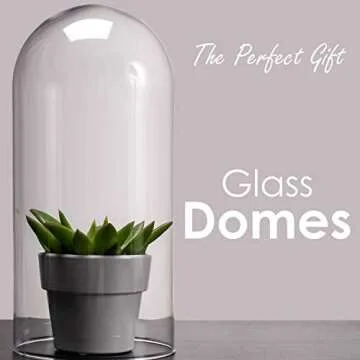 CYS EXCEL Glass Dome Cloche (H:13.75" D:5.75") | Multiple Sizes Decorative Showcase Display for Antique Collectibles | Bell Jar Terrarium & Dessert Cover