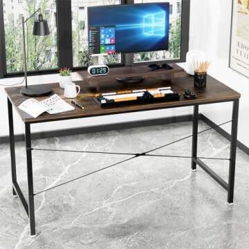 Our Modern Space 4 FT Upgraded Home Office Large Rectangular Computer Table Workstation or Writing D...