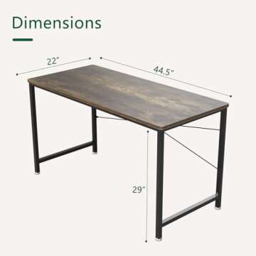 Our Modern Space 4 FT Upgraded Home Office Large Rectangular Computer Table Workstation or Writing Desk - Work Study, Simple & Modern - 45.5 x 22 Inch
