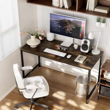 Our Modern Space 4 FT Upgraded Home Office Large Rectangular Computer Table Workstation or Writing Desk - Work Study, Simple & Modern - 45.5 x 22 Inch