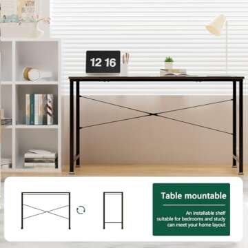 Our Modern Space 4 FT Upgraded Home Office Large Rectangular Computer Table Workstation or Writing Desk - Work Study, Simple & Modern - 45.5 x 22 Inch