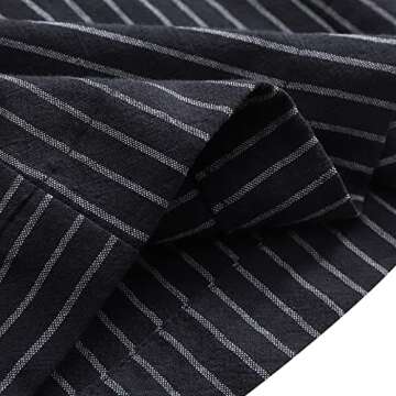 AOBRICON Wide Leg Pants Fashion Striped Print Women Retro Summer Loose Button Trousers Casual High Waist Trousers White