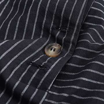 AOBRICON Wide Leg Pants Fashion Striped Print Women Retro Summer Loose Button Trousers Casual High Waist Trousers White