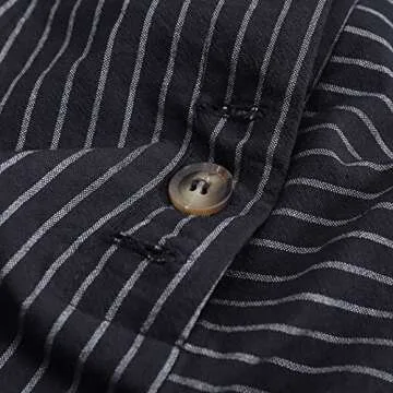 AOBRICON Wide Leg Pants Fashion Striped Print Women Retro Summer Loose Button Trousers Casual High Waist Trousers White