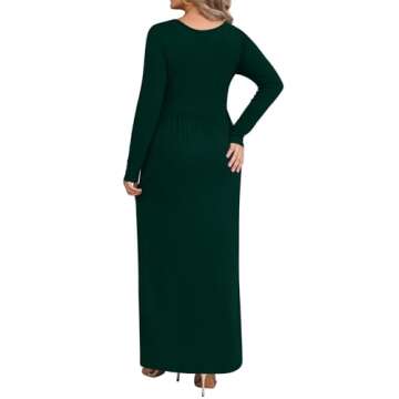 BISHUIGE Womens Casual XL-6XL Long Sleeve Plus Size Maxi Dresses with Pockets XL, Dark Green