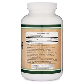 L Citrulline Capsules 1,200mg Per Serving, 210 Count (L-Citrulline Increases Levels of L-Arginine, Acts as a Nitric Oxide Booster) Muscle Recovery Supplement to Improve Muscle Pump by Double Wood