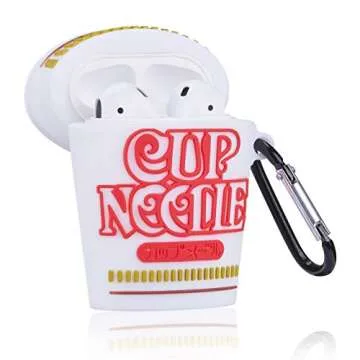 Besoar Cup Noodles for Airpod 1/2 Case, Cartoon Cute Fashion Cool Soft Silicone 3D Design Cover for Airpods, Food Unique Stylish Kawaii Funny Fun Trendy Shell Girls Women Girly Boys Cases Air Pods 2&1