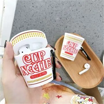 Besoar Cup Noodles for Airpod 1/2 Case, Cartoon Cute Fashion Cool Soft Silicone 3D Design Cover for Airpods, Food Unique Stylish Kawaii Funny Fun Trendy Shell Girls Women Girly Boys Cases Air Pods 2&1