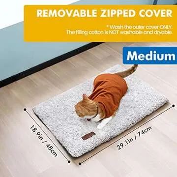Self Warming Cat Bed Self Heating Cat Dog Mat 29.1 x 18.9 inch Extra Warm Thermal Pet Pad for Indoor Outdoor Pets with Removable Cover Non-Slip Bottom Washable