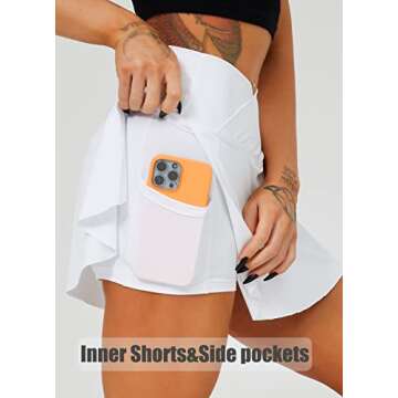 Navneet Women Tennis Skirts with Pockets High Waisted Golf Skirts Athletic Skorts Pleated Mini Skirt Workout Sport Pickleball, White, M