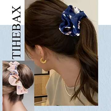 10 PCS Hair Scrunchies for Women Girls Chiffon Floral Elastic Bobbles Scrunchy Hair Bands For Everyday Styling Scrunchies Bulk For All Hair Types (10 Colors)