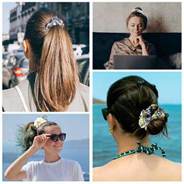 10 PCS Hair Scrunchies for Women Girls Chiffon Floral Elastic Bobbles Scrunchy Hair Bands For Everyday Styling Scrunchies Bulk For All Hair Types (10 Colors)