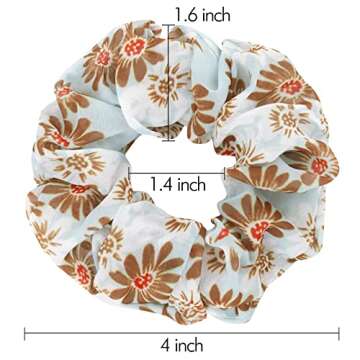 10 PCS Hair Scrunchies for Women Girls Chiffon Floral Elastic Bobbles Scrunchy Hair Bands For Everyday Styling Scrunchies Bulk For All Hair Types (10 Colors)