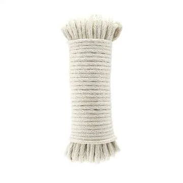 Natural Cotton Braided Rope - 50ft Durable & Versatile