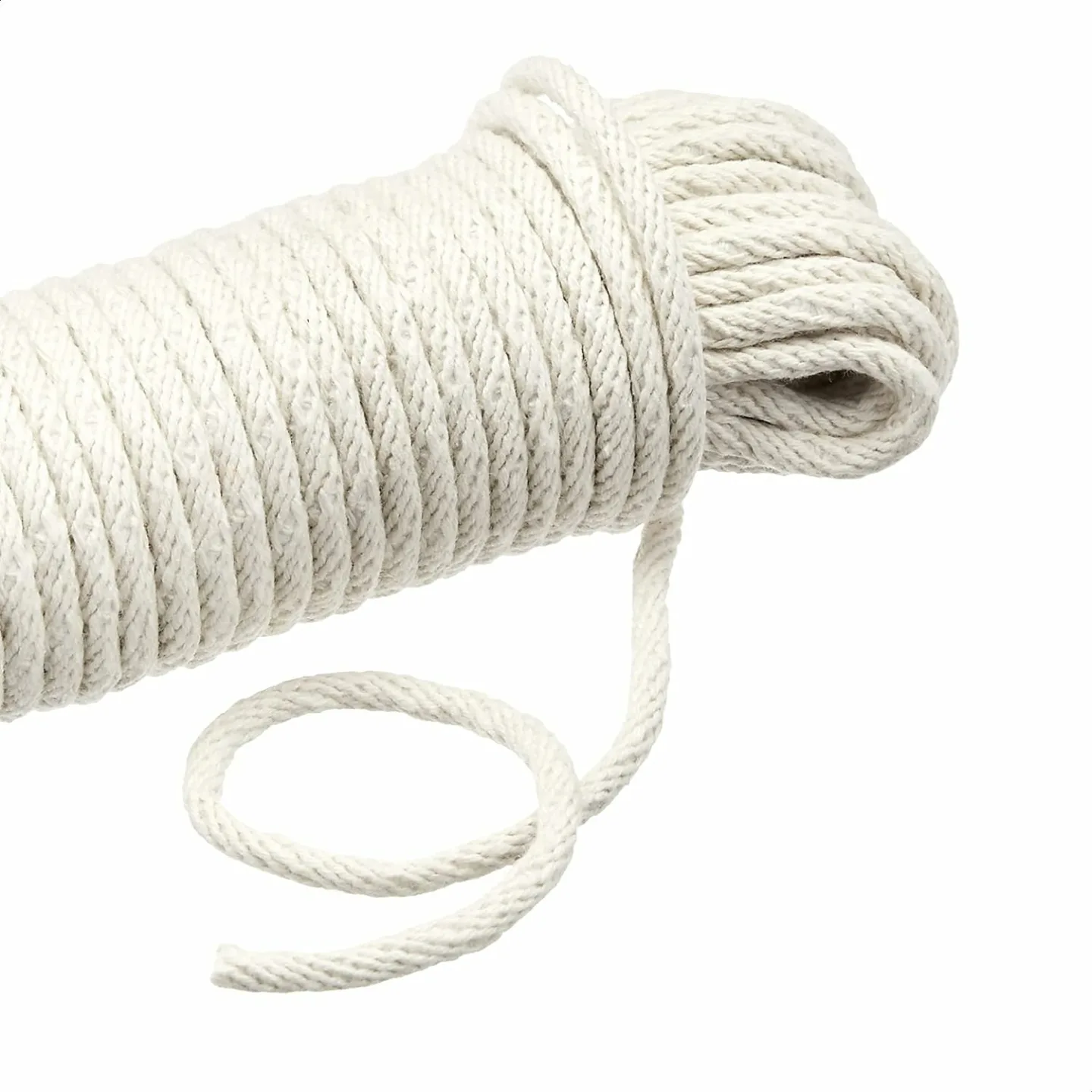 Natural Cotton Braided Rope - 50ft Durable & Versatile