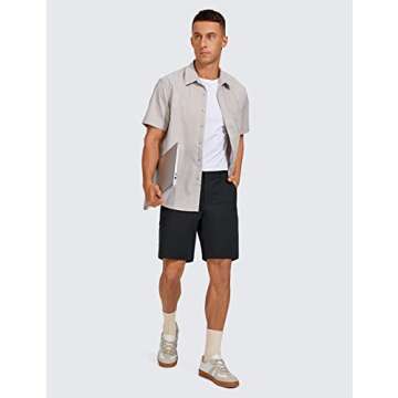 CRZ YOGA Men's All Day Comfy Golf Shorts - 7" Stretch Lightweight Flat Front for Casual Work with Pockets Black 36W x 7L