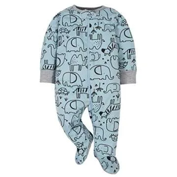 Gerber Baby Boys' 4 Pack Sleep 'N Play Footie, Jungle Blue, Newborn