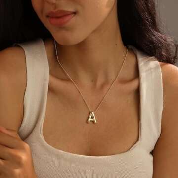 Ewrkbrㅤ Gold Bubble Letter Necklace for Women, 14k Gold Plated Balloon Initial Letter Pendant Necklace Dainty Charm Initial Necklaces for Women Trendy Cute Custom Name Necklace Gold Jewelry for Women