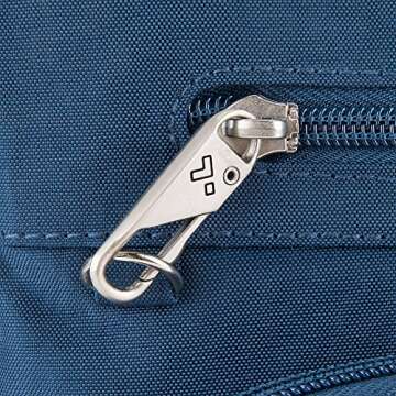 Travelon Anti-Theft Quilted North South Bag - Medium Nylon Crossbody for Travel & Everyday - (Smoke/Teal Interior)