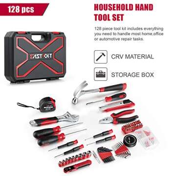 Eastvolt 128-Piece Home Repair Tool Set, Tool Sets for Homeowners, General Household Hand Tool Set w...