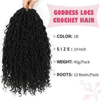 Alicoco Goddess Locs Crochet Hair 14 Inch - 8 Pack Faux Locs for Boho Style