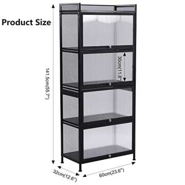 Gdrasuya10 Large Kitchen Pantry Storage Cabinet Buffet, 4 Tier Metal Pantry Cabinet with Folding Doo...