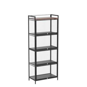 Gdrasuya10 Large Kitchen Pantry Storage Cabinet Buffet, 4 Tier Metal Pantry Cabinet with Folding Doors 56'' Kitchen Hutch Cabinet Suitable for Dining Room Living Room