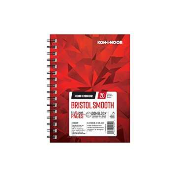 Koh-I-Noor 5.5" x 8.5" Bristol Smooth Bright White Paper Pad with In and Out Pages, 270 GSM, Side Wi...