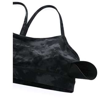 CRZ YOGA Butterluxe Y Back Sports Bras for Women Wireless Yoga Padded Top Tie Dye Smoke Ink Medium