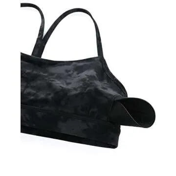 CRZ YOGA Butterluxe Y Back Sports Bras for Women Wireless Yoga Padded Top Tie Dye Smoke Ink Medium