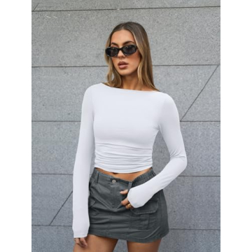 Trendy Queen Women's Boat Neck Long Sleeve Shirt