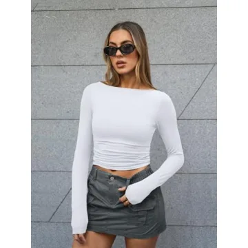 Trendy Queen Women's Boat Neck Long Sleeve Shirt