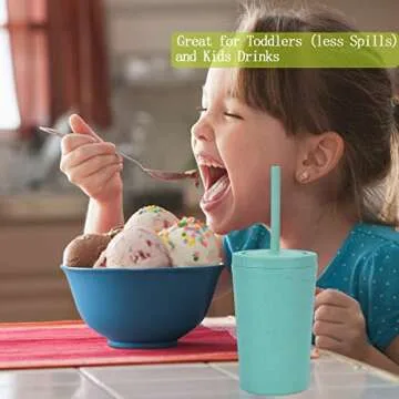 Homestockplus Reusable Wheat Straw Cups with Lid and Straws - 10 Oz BPA Free Dishwasher Safe Cups